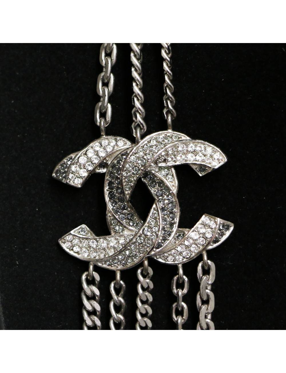 Sautoir CHANEL argent multi rangs