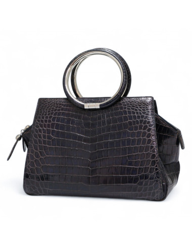 Sac Babe DIOR crocodile bleu foncé