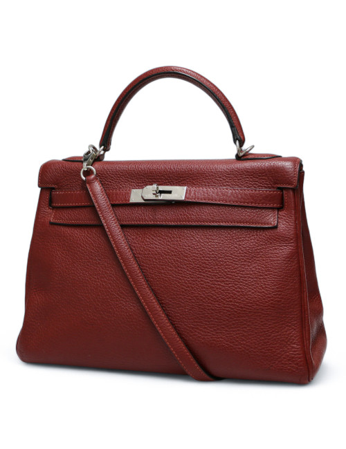 Kelly 32 HERMES cuir de veau Togo Bordeaux