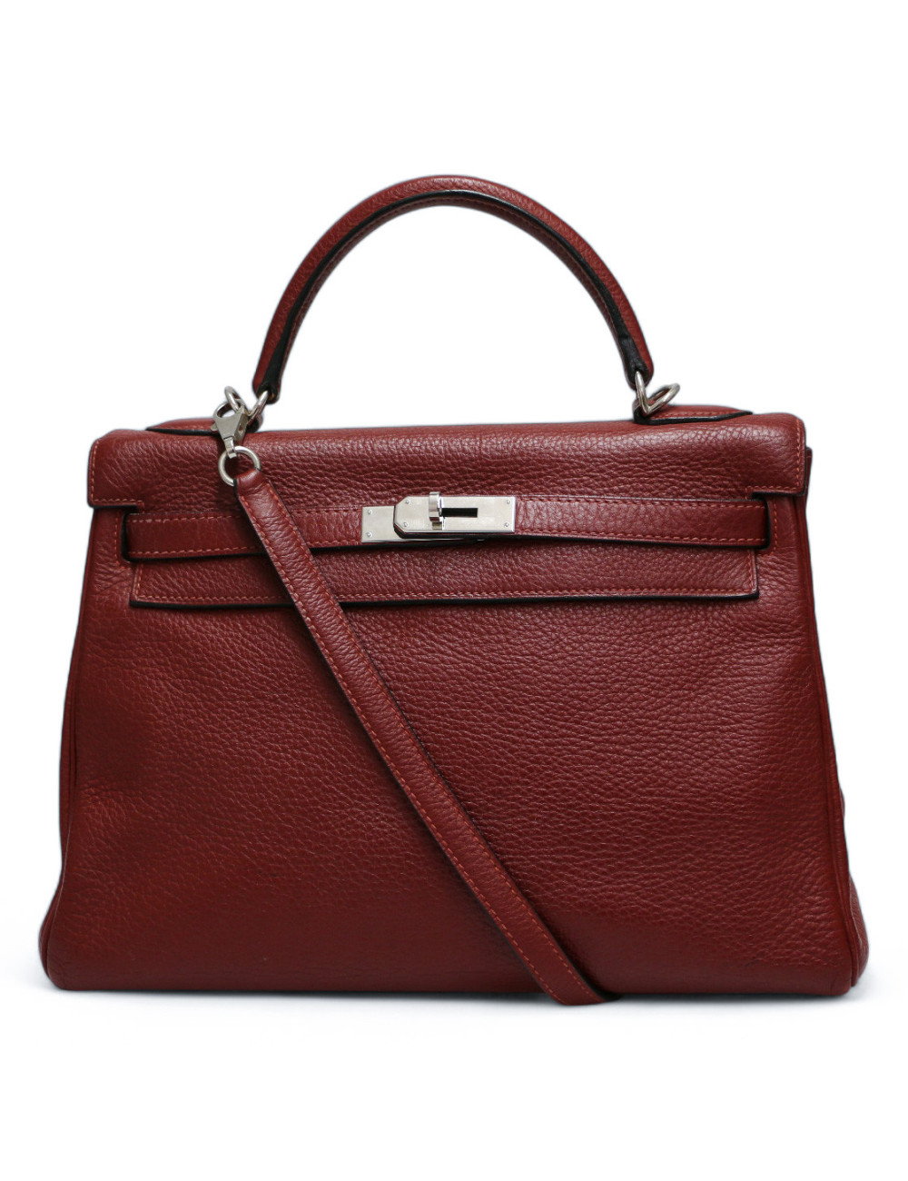 Kelly 32 HERMES cuir de veau Togo Bordeaux