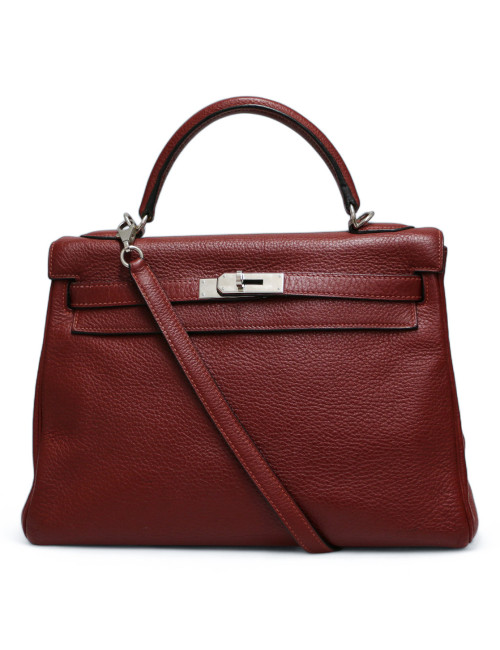 Kelly 32 HERMES cuir de veau Togo Bordeaux