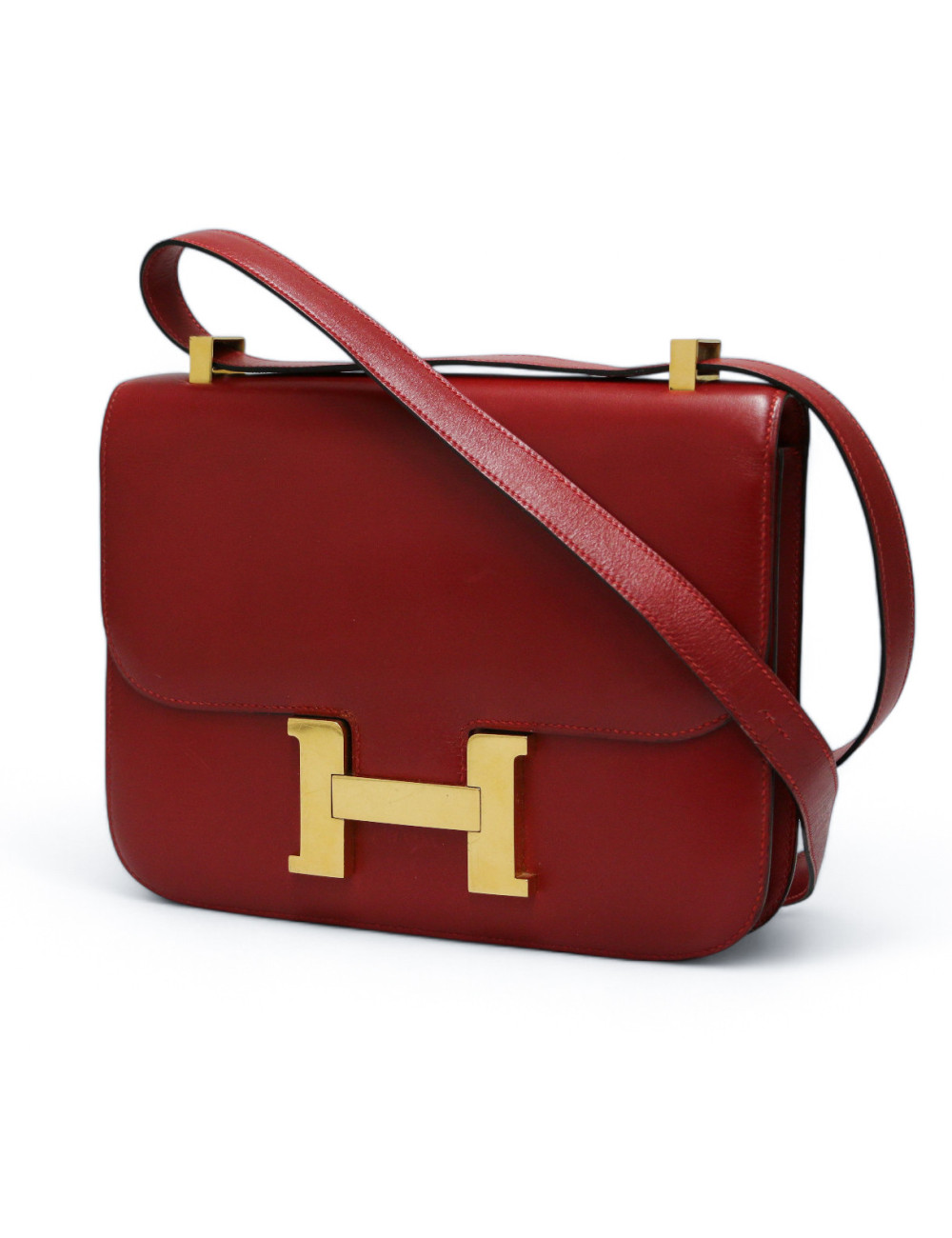 Constance HERMES cuir box rouge H