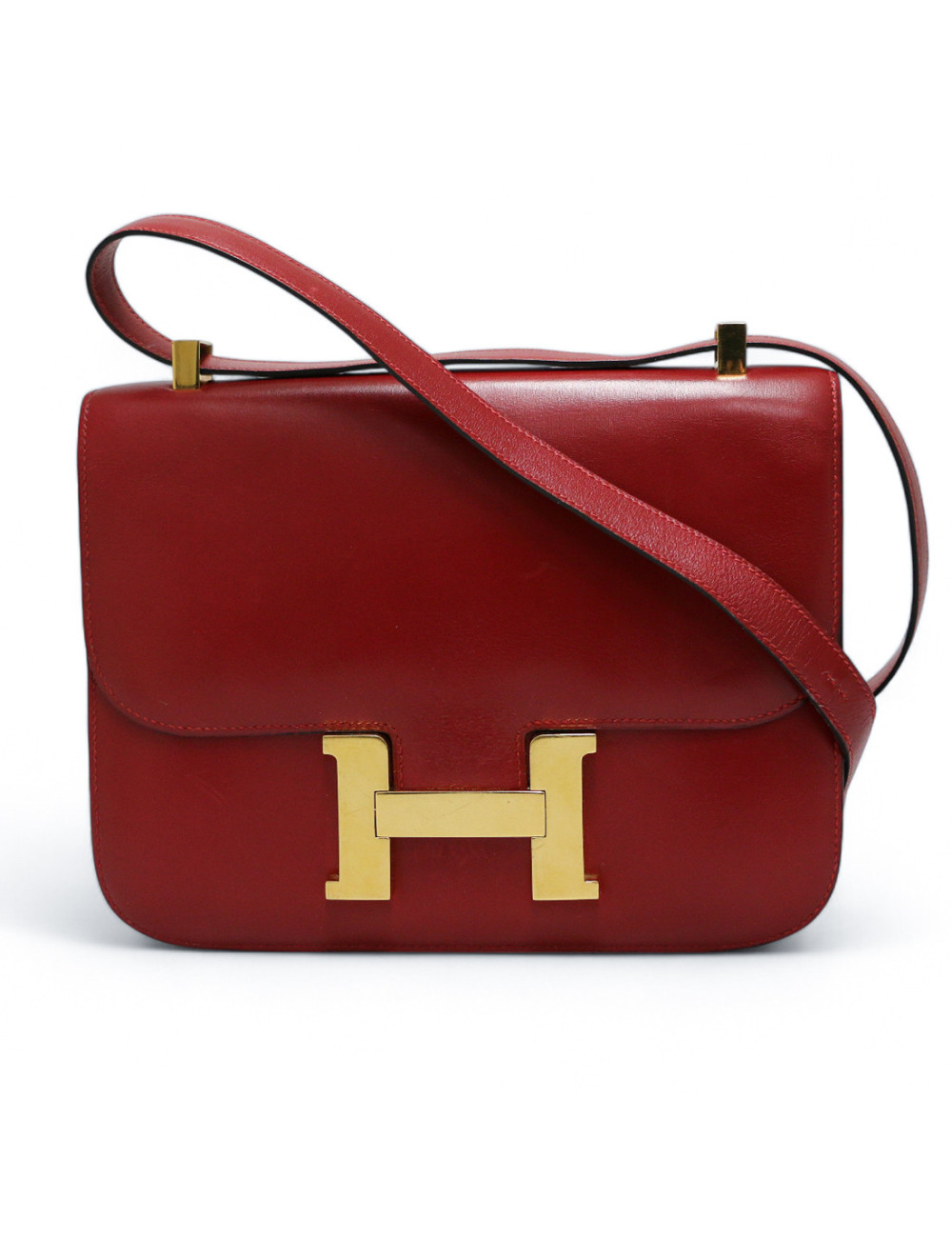 Constance HERMES cuir box rouge H