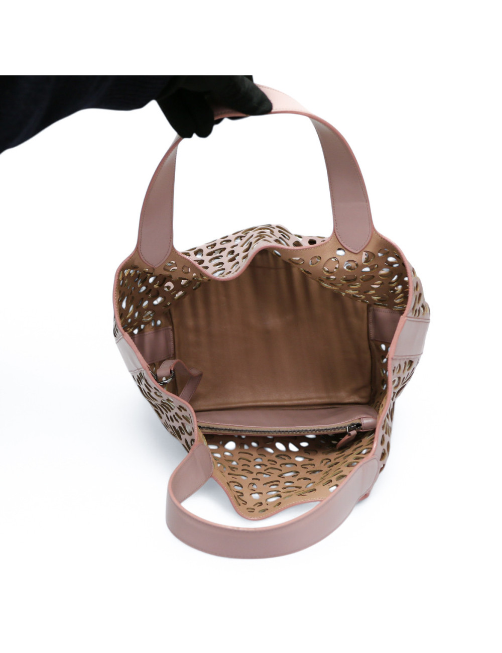 Cabas ALAIA perforé vieux rose