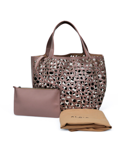 Cabas ALAIA perforé vieux rose