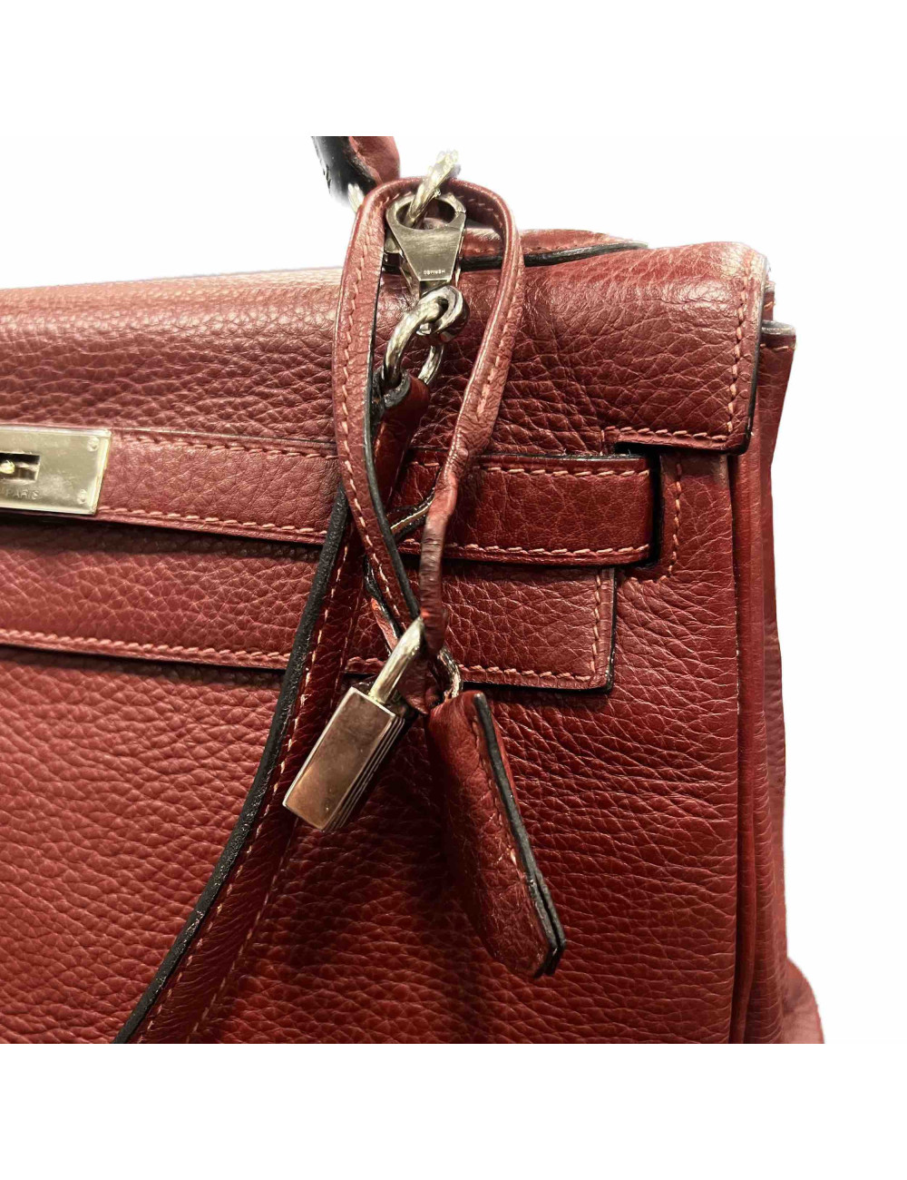 Kelly 32 HERMES cuir de veau Togo Bordeaux