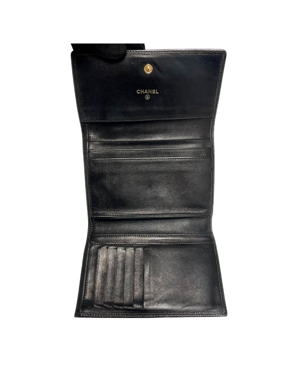 Compagnon CHANEL cuir grainé noir