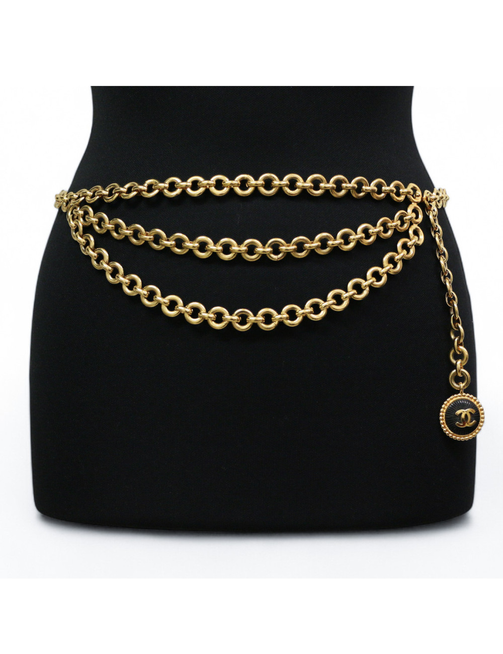 Ceinture CHANEL triple rangs dorés Vintage