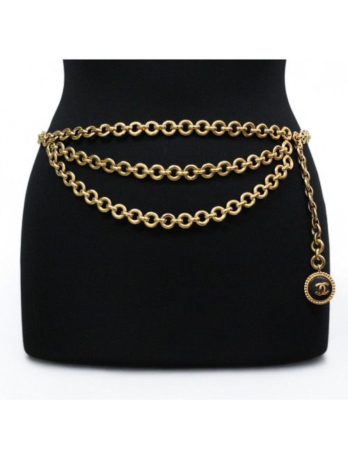 Ceinture CHANEL triple rangs dorés Vintage