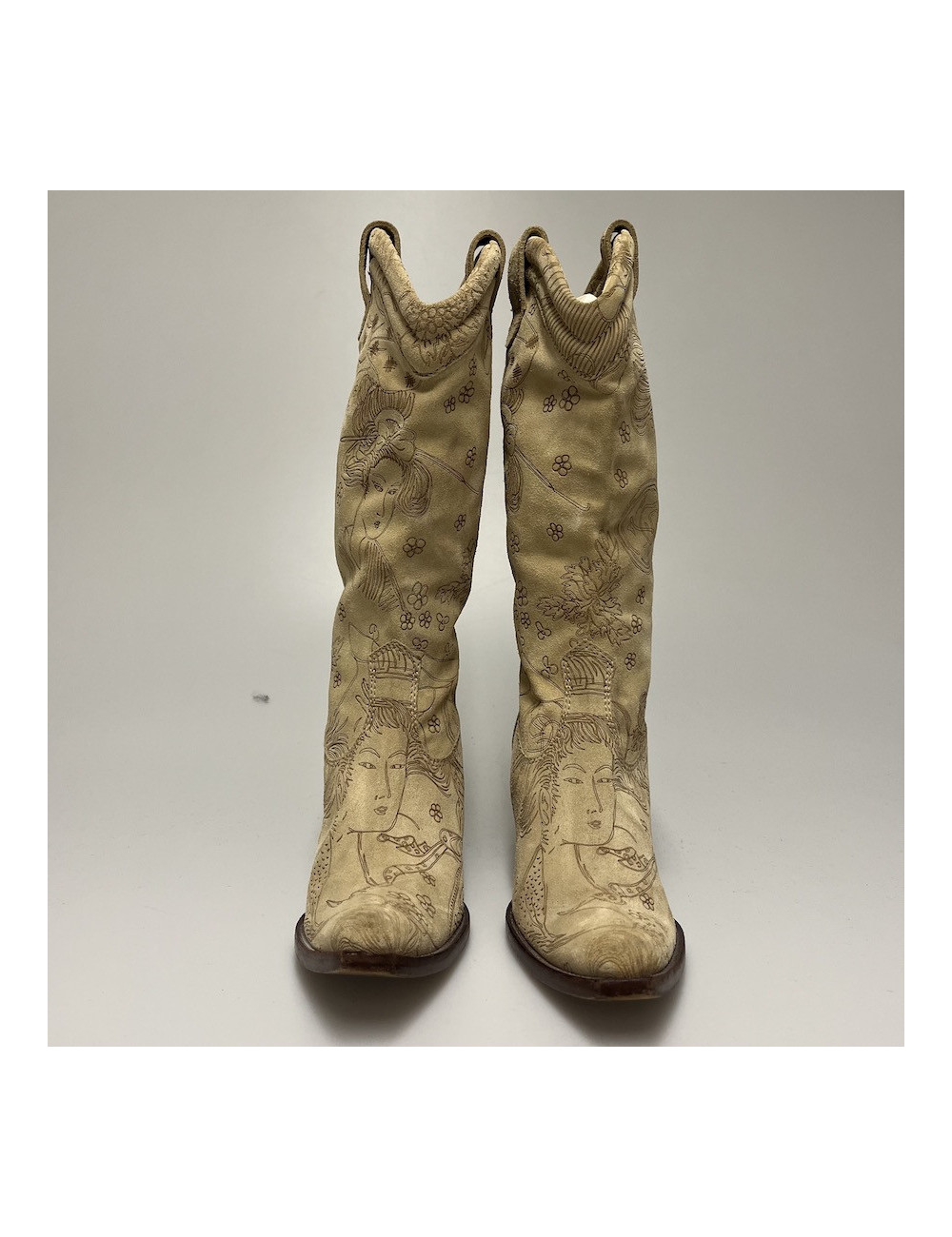 Santiags T36 JOHN GALLIANO daim beige impressions 