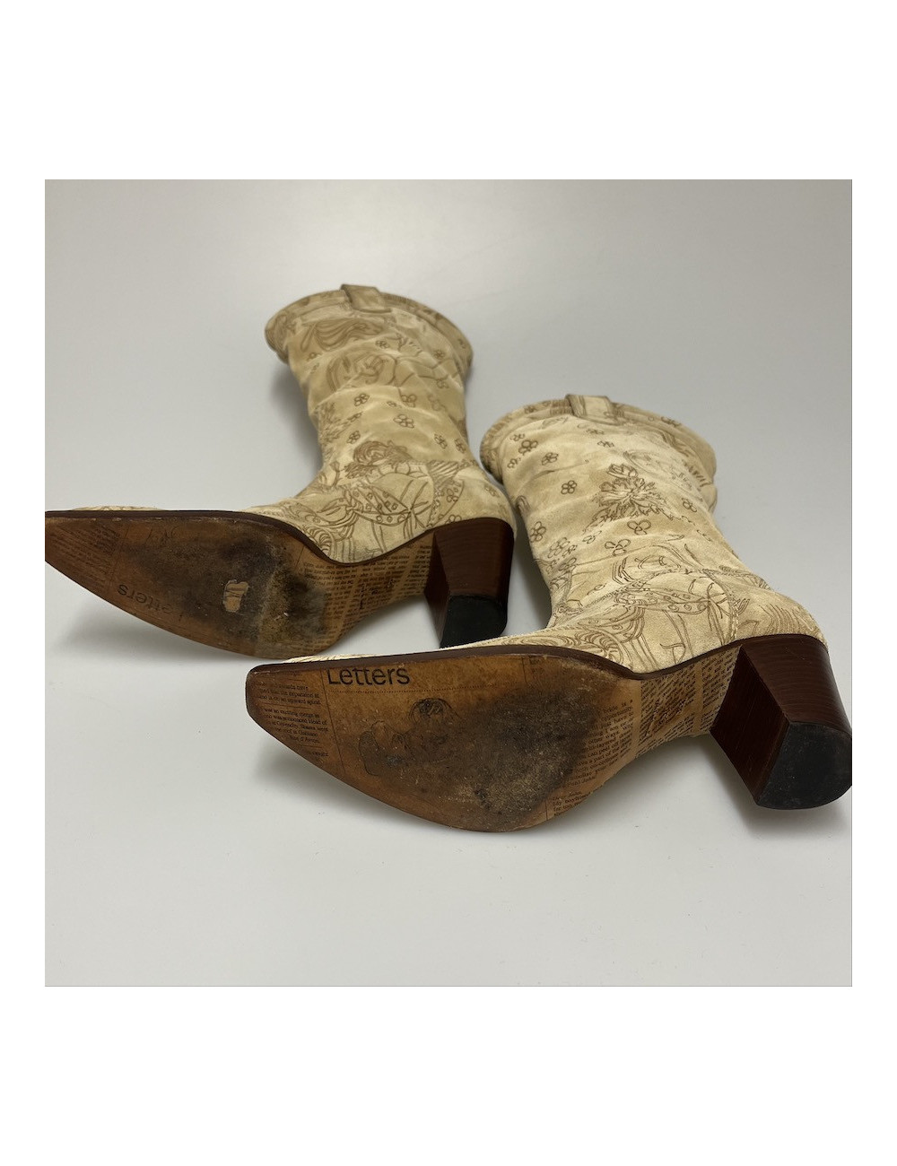 Santiags T36 JOHN GALLIANO daim beige impressions 