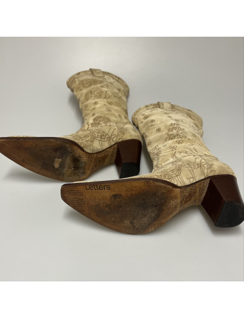 Santiags T36 JOHN GALLIANO daim beige impressions 