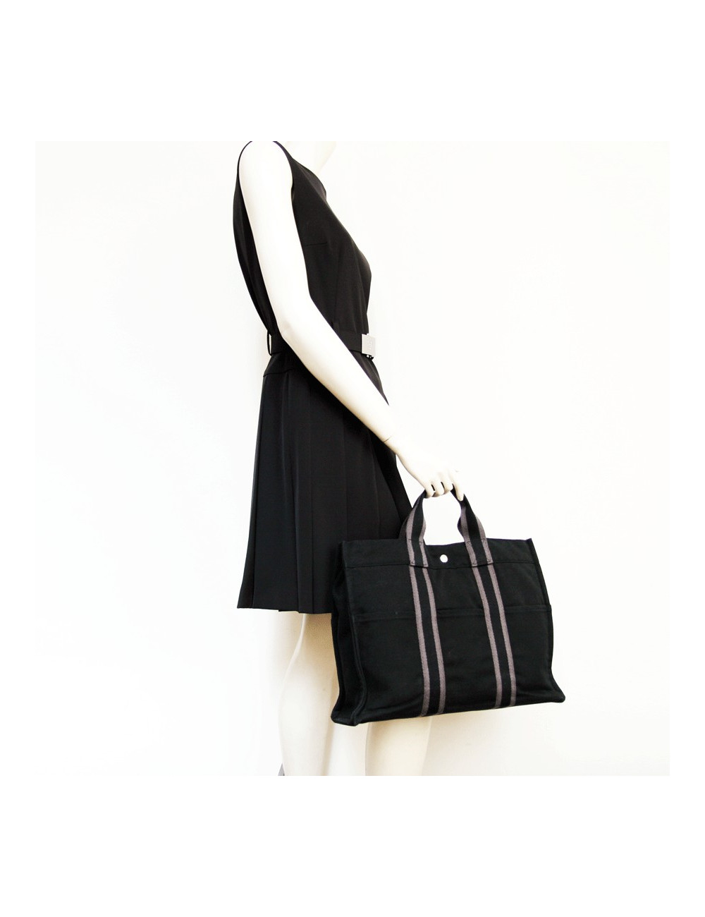 Sac garden party HERMES toile noire
