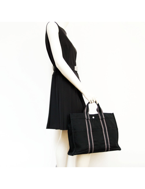 Sac garden party HERMES toile noire