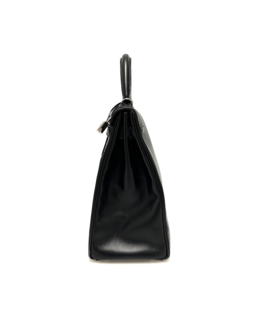 Kelly 35 box noir bijouterie argent