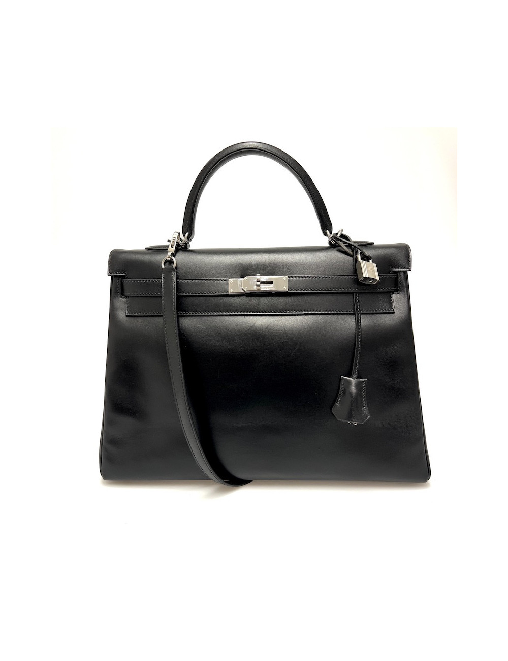 Kelly 35 box noir bijouterie argent