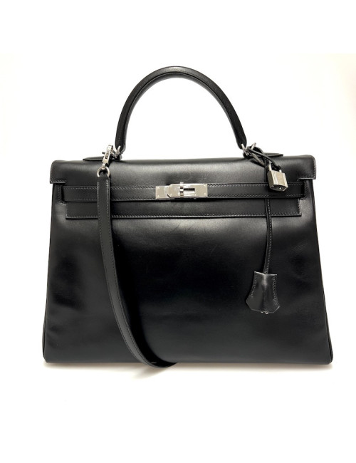 Kelly 35 box noir bijouterie argent