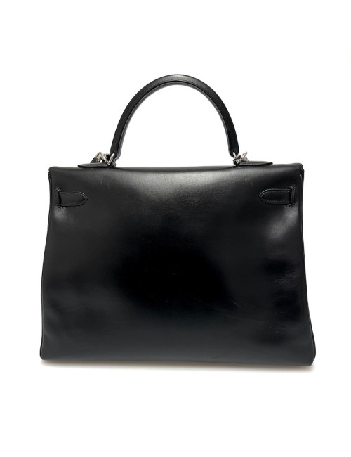 Kelly 35 box noir bijouterie argent