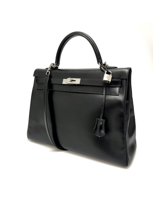 Kelly 35 box noir bijouterie argent