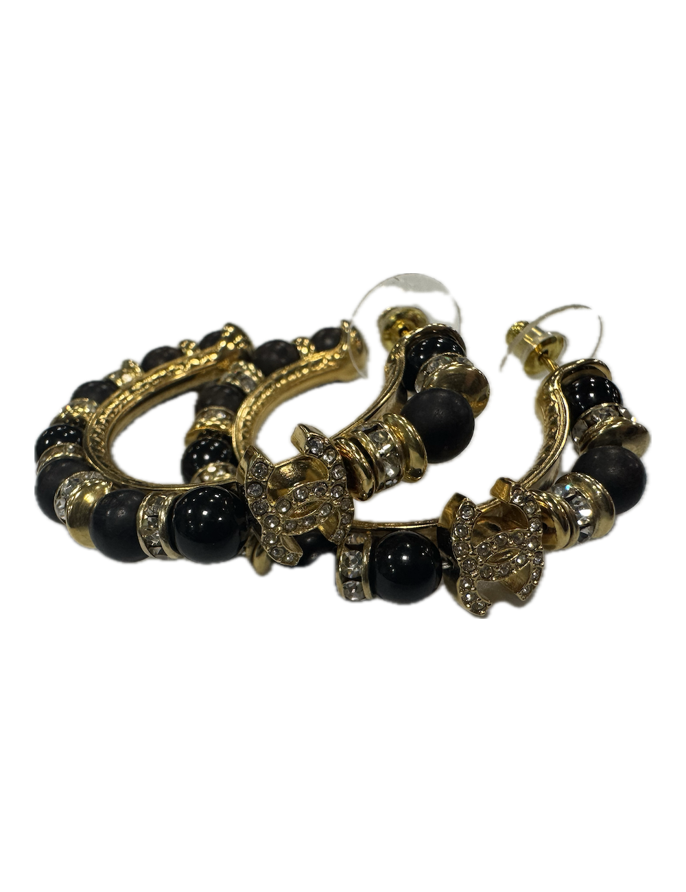 Créoles bois CHANEL strass