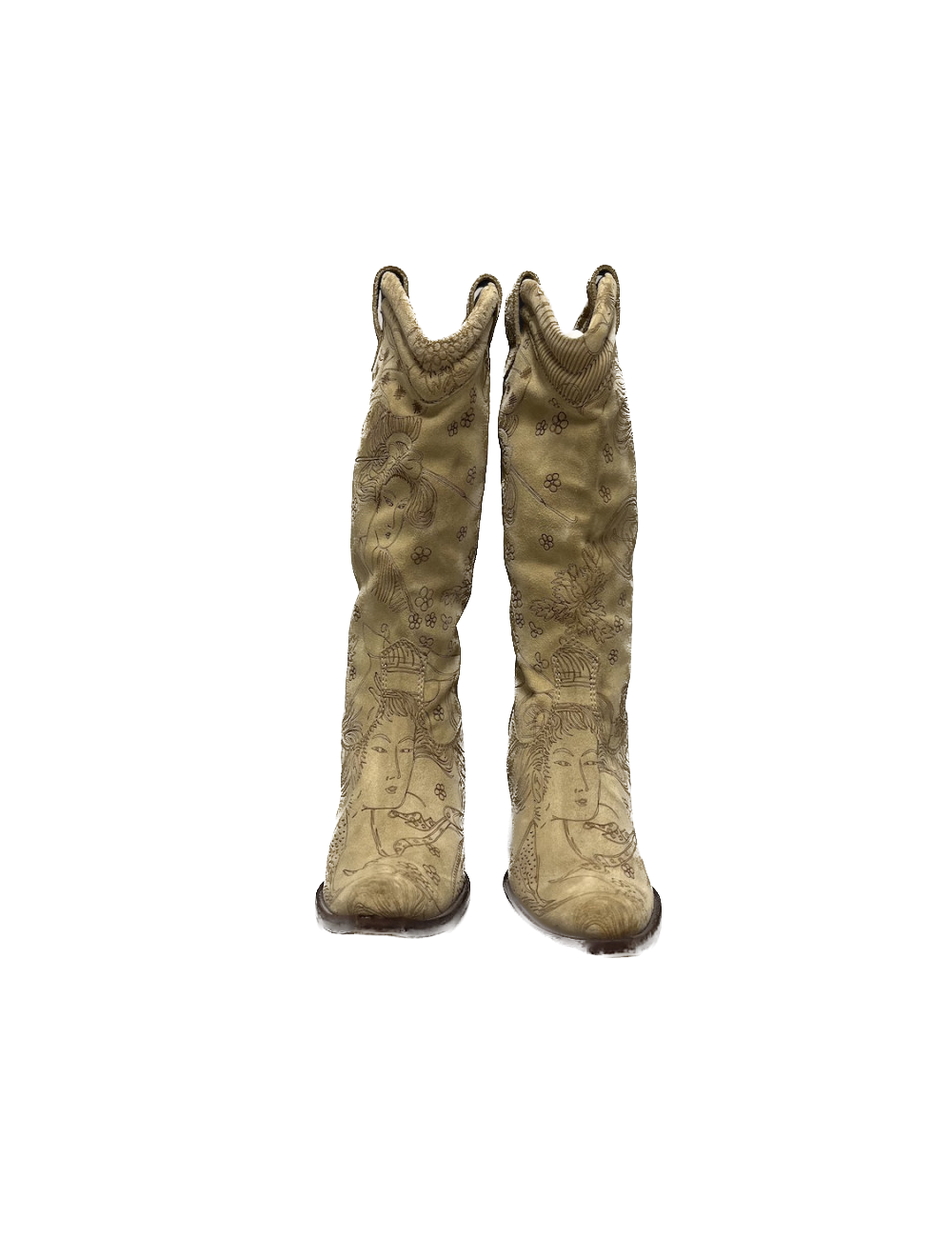 Santiags T36 JOHN GALLIANO daim beige impressions 