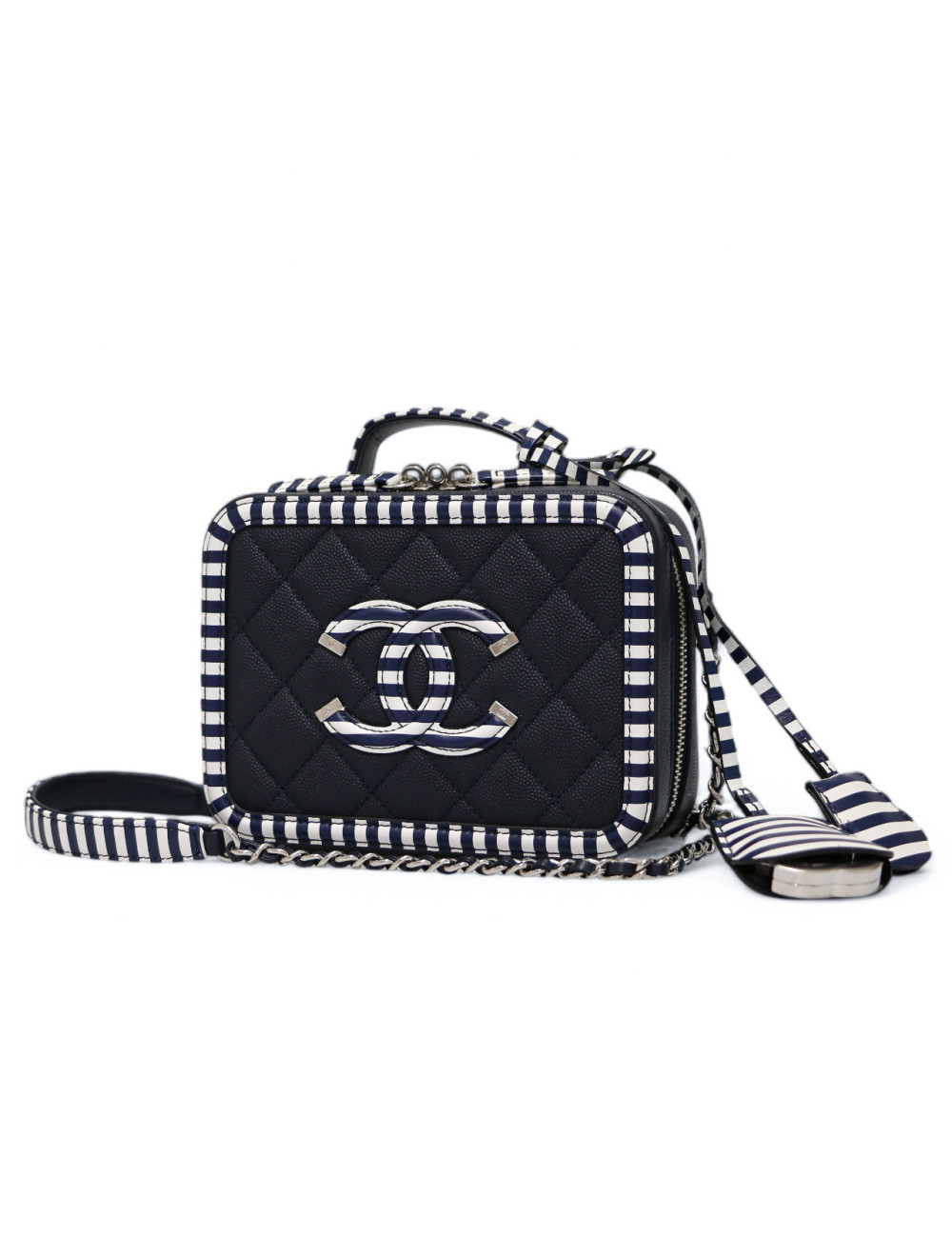 Sac caméra CHANEL bleu blanc