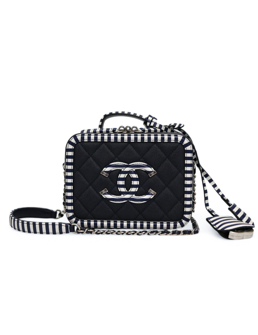 Sac vanity CHANEL bleu blanc