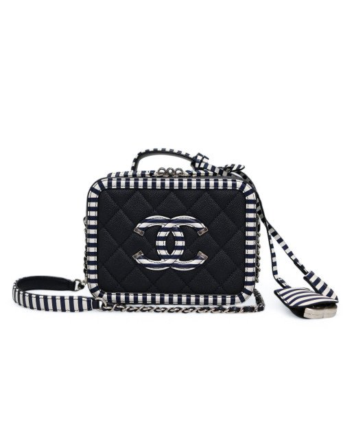 Sac vanity CHANEL bleu blanc