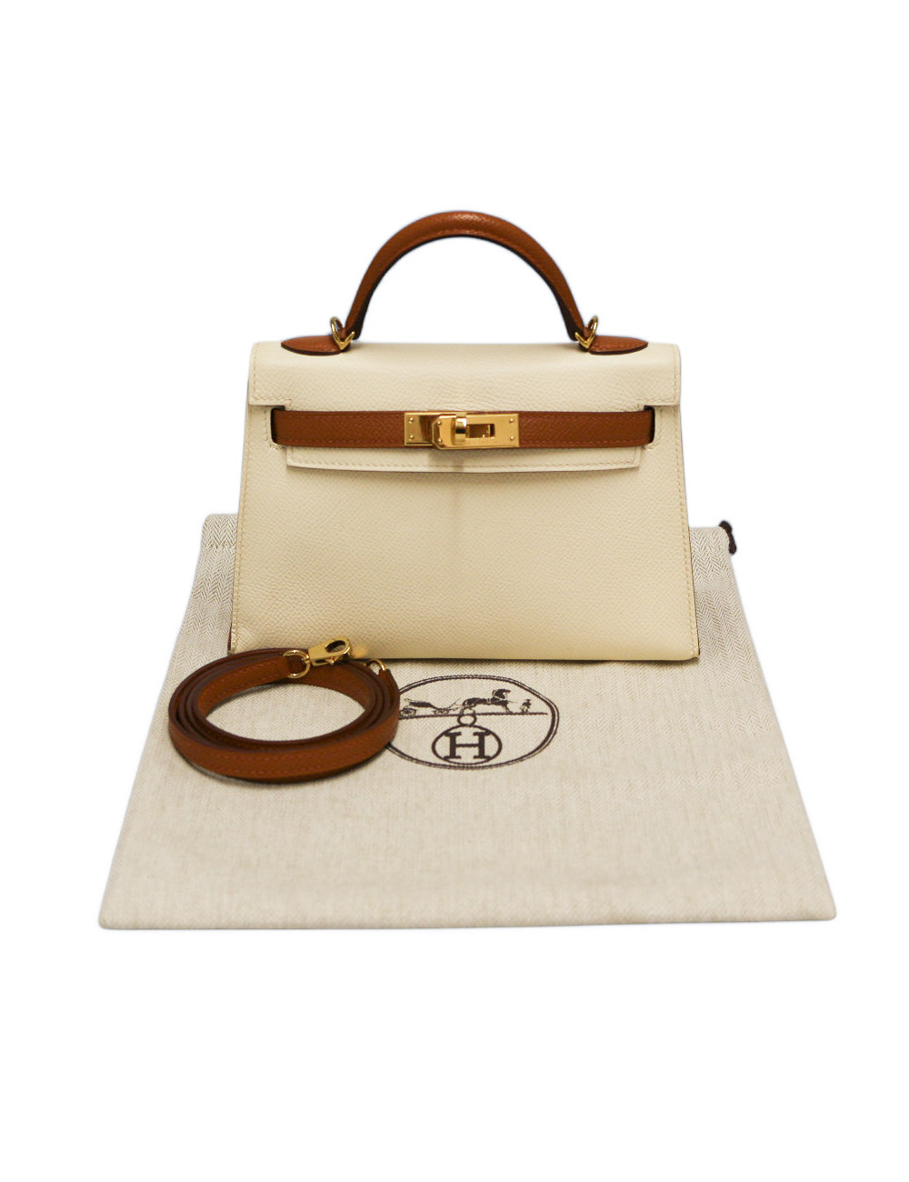 Kelly 20 HERMES sellier Epsom craie