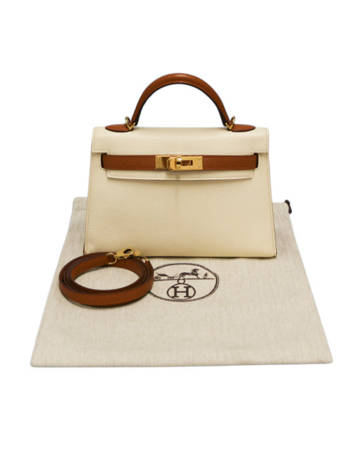 Kelly 20 HERMES sellier Epsom craie