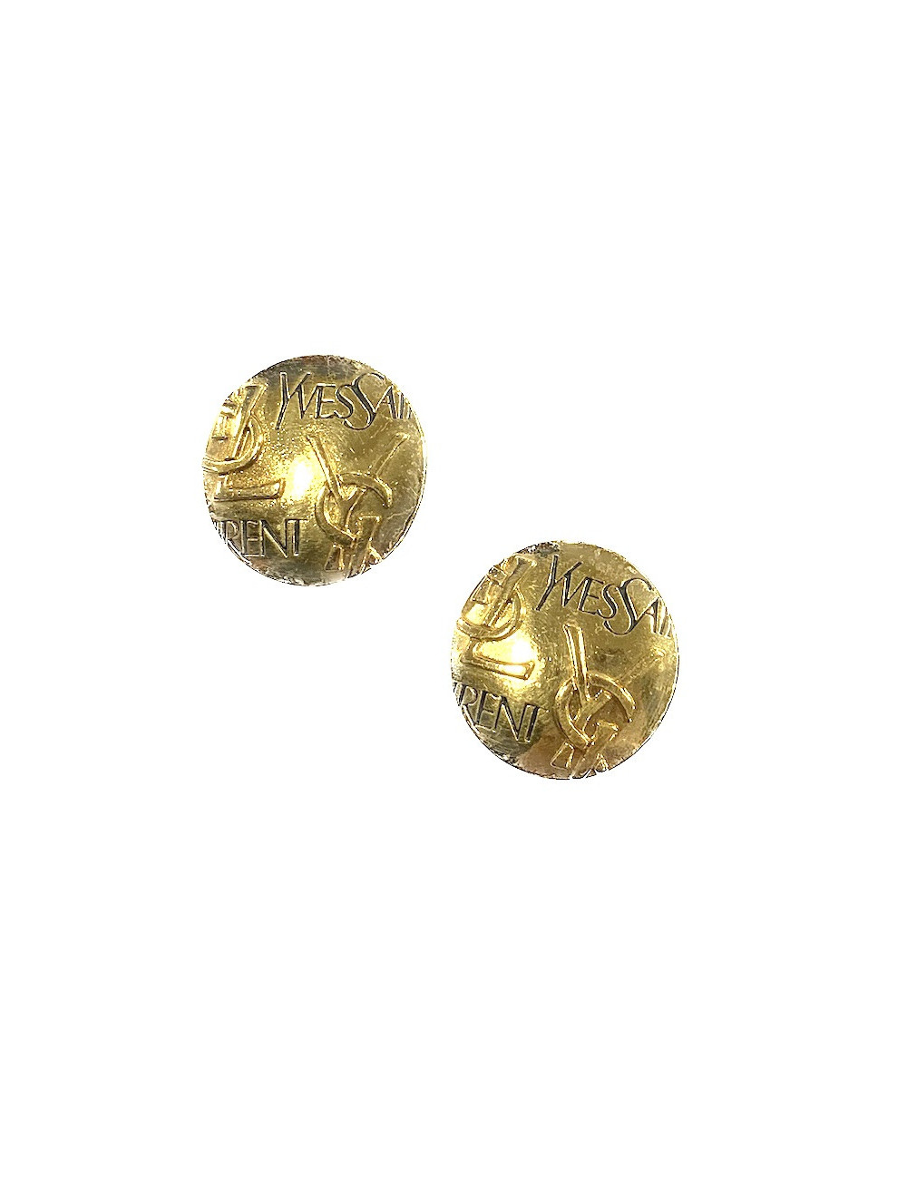 Clips d'oreille YSL rondes dorées