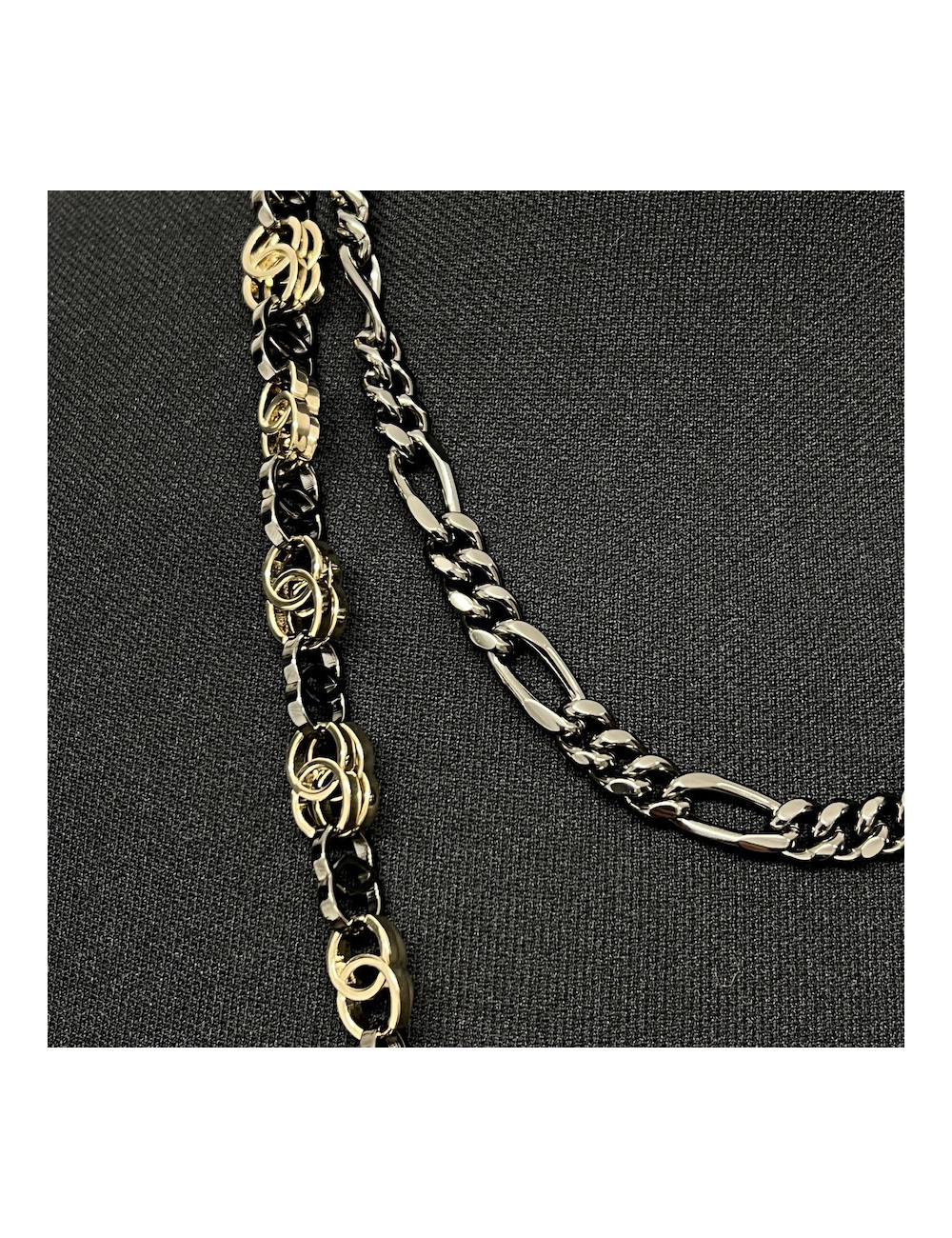 Long Sautoir bicolore CC CHANEL ruthenium et doré