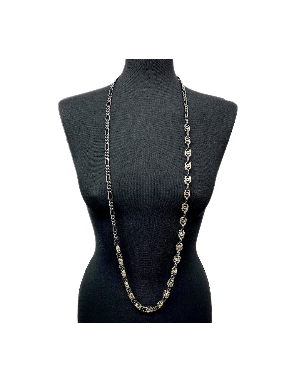 Long Sautoir bicolore CC CHANEL ruthenium et doré