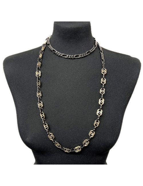 Long Sautoir bicolore CC CHANEL ruthenium et doré