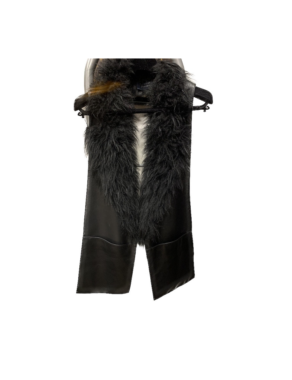 Echarpe LANVIN cuir fourrue noir