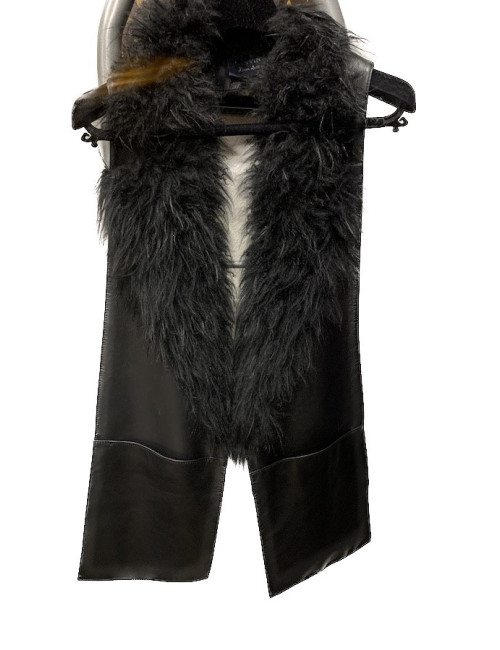 Echarpe LANVIN cuir fourrue noir