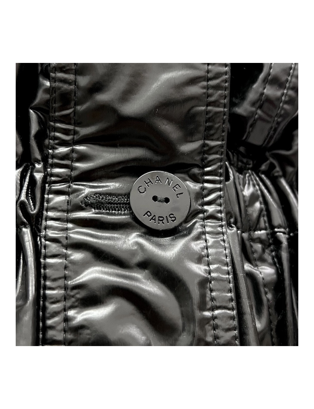 Veste longue CHANEL T 44 Vinyle noir