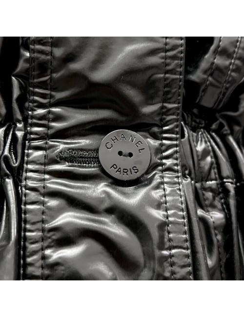 Veste longue CHANEL T 44 Vynil noir