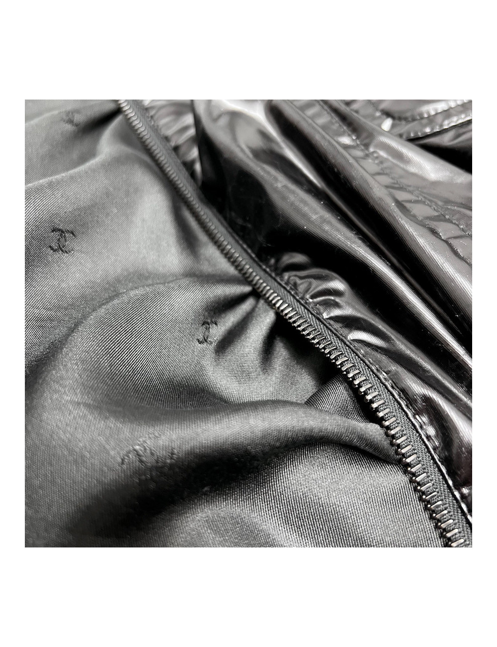 Veste longue CHANEL T 44 Vinyle noir
