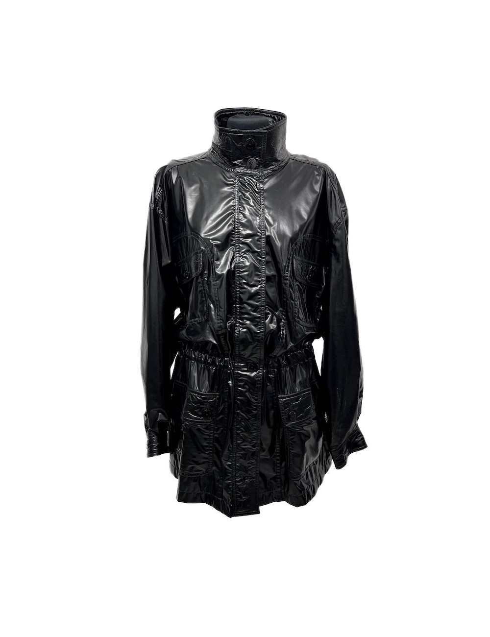 Veste longue CHANEL T 44 Vinyle noir
