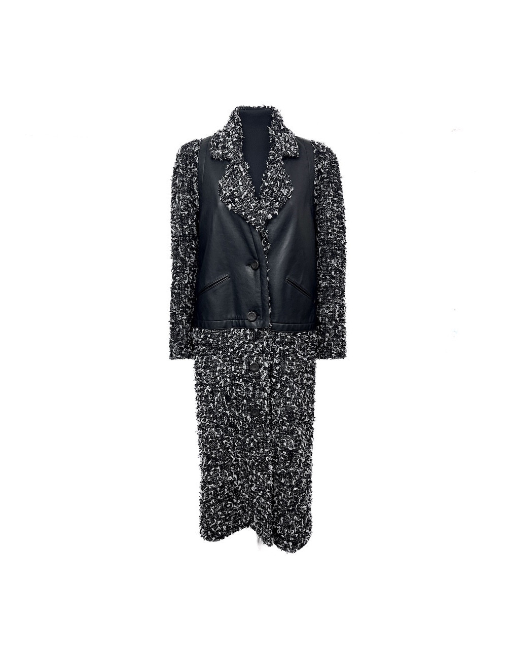 Manteau CHANEL tweed blanc et noir