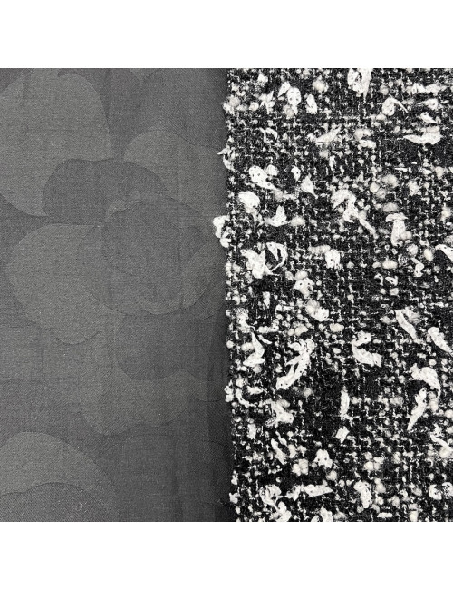 Manteau CHANEL tweed blanc et noir