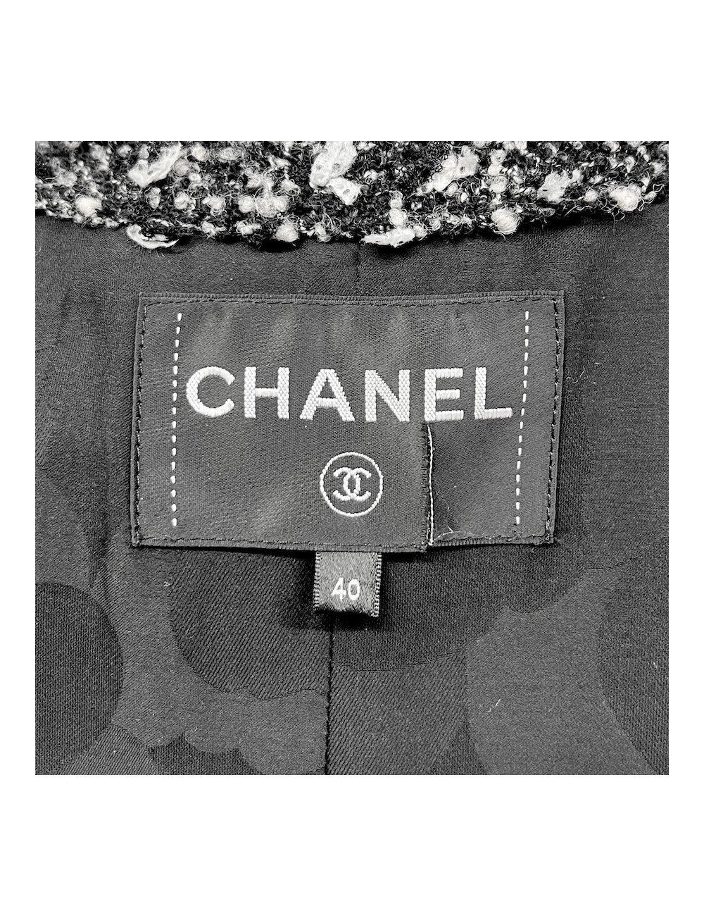 Manteau CHANEL tweed blanc et noir
