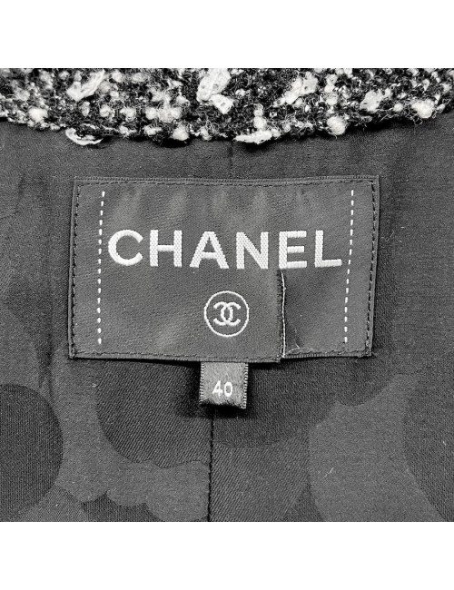 Manteau CHANEL tweed blanc et noir