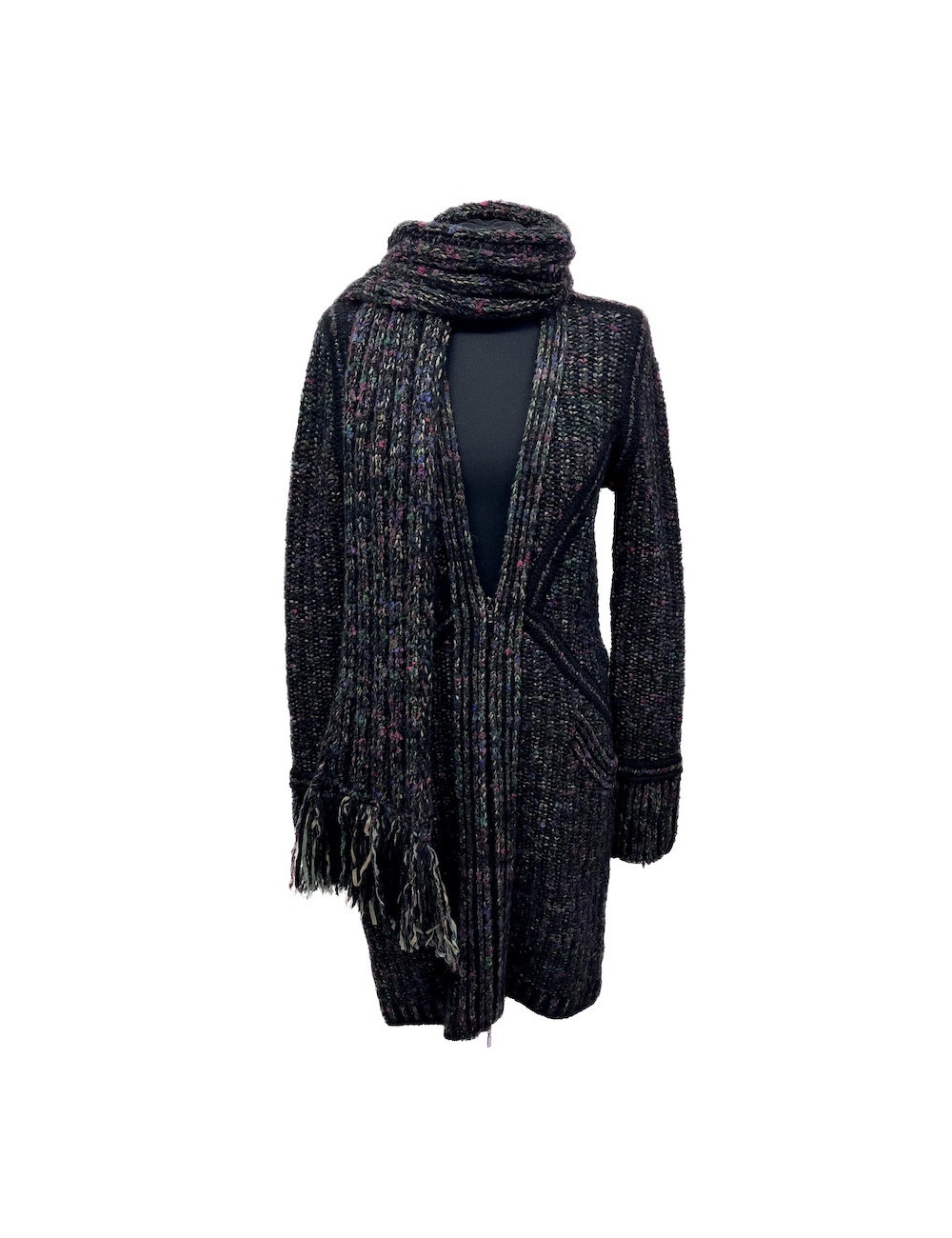 Manteau CHANEL T38 tricot cachemire