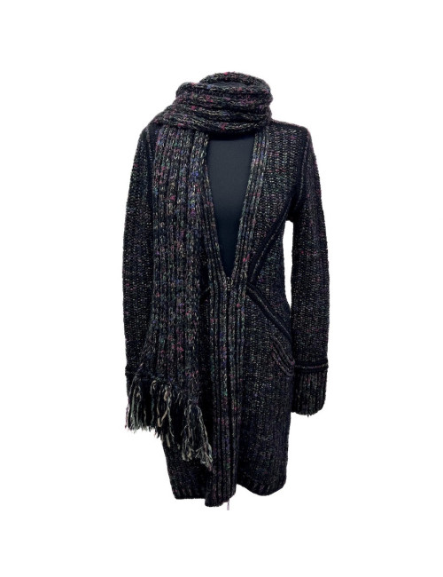 Manteau CHANEL T38 tricot cachemire