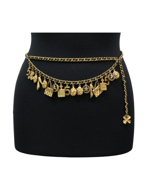Ceinture charms CHANEL métal et cuir