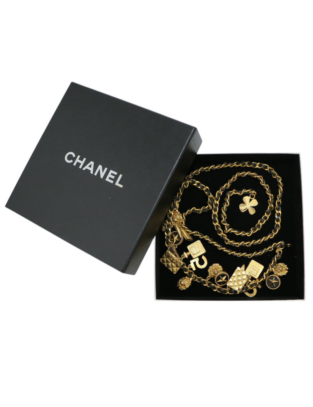 Ceinture charms CHANEL métal et cuir
