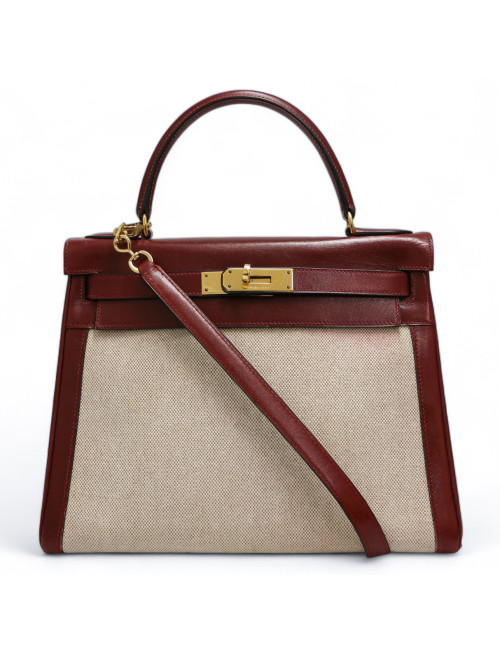 Kelly 28 toile et cuir HERMES