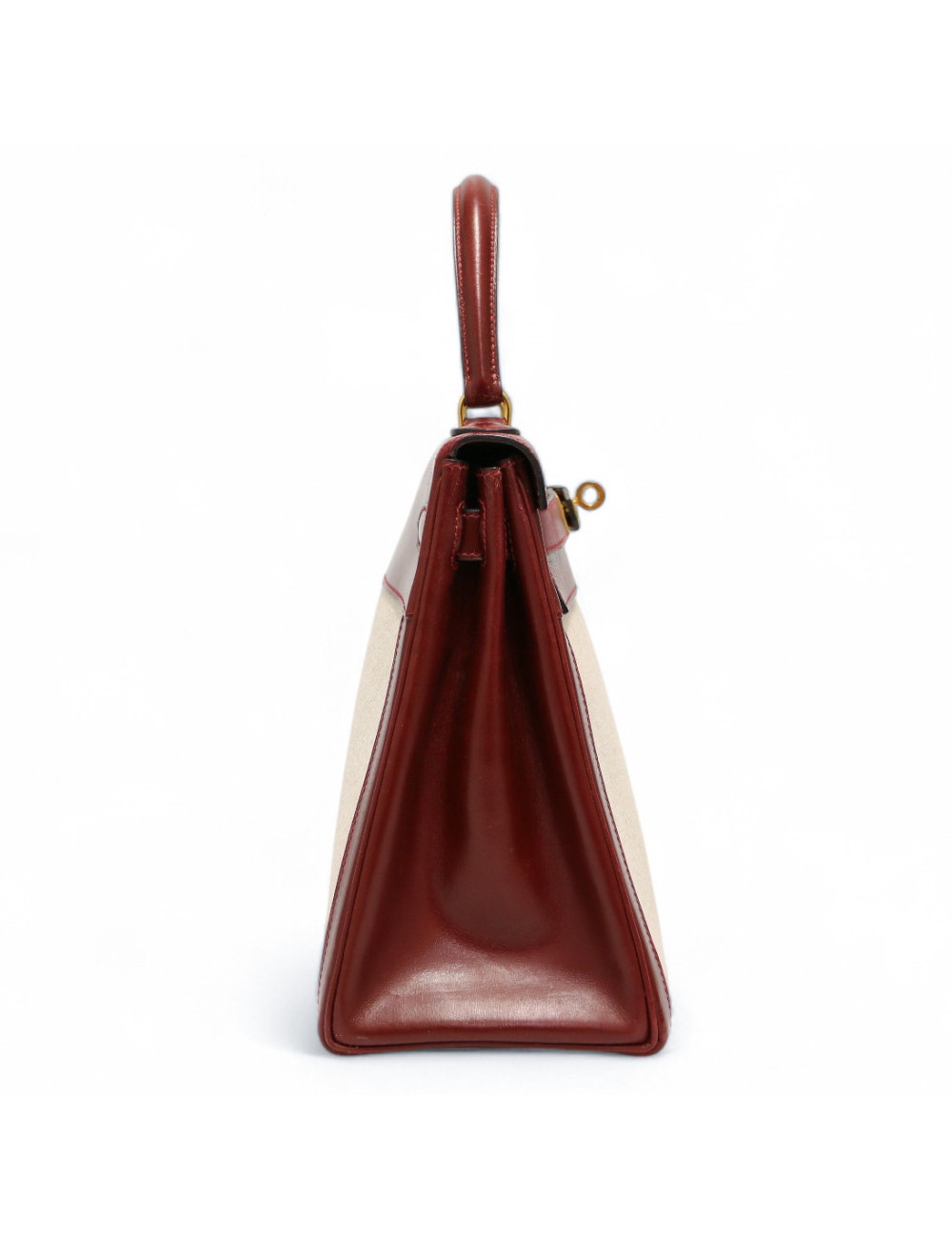 Kelly 28 toile et cuir HERMES rouge h